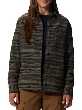 Women’s mountain hardware L  Striped Long-Sleeve Button-Up Shirt - Green
